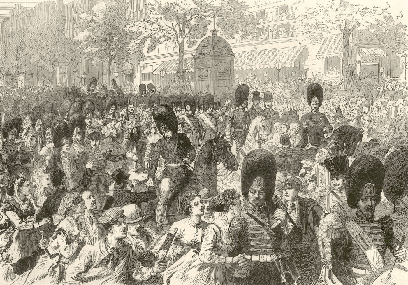 Franco-Prussian War: Grenadiers of the Guard boulevard railway stn. Paris 1870